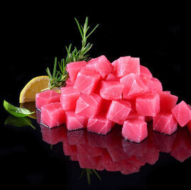Order Fresh Sashimi Grade Yellowfin Tuna Cubes with Spicy Poke Sauce
